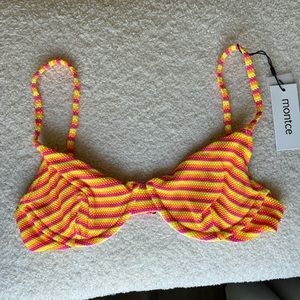 Montce neon stripe dainty bikini top